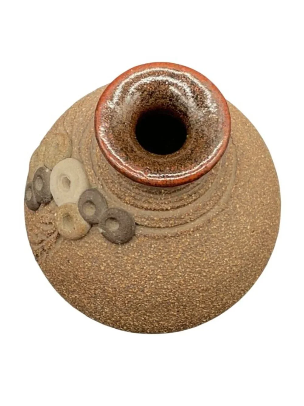 Handcrafted Textured Ceramic Bud Vase With Floral Accents By Lynda Smith 4.5